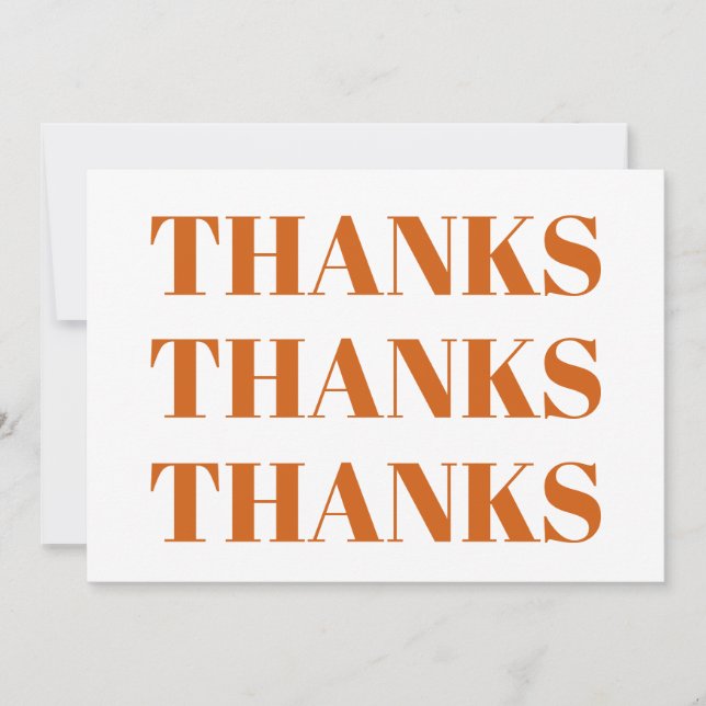 Thanks, Thank You orange white Thankgiving card (Front)