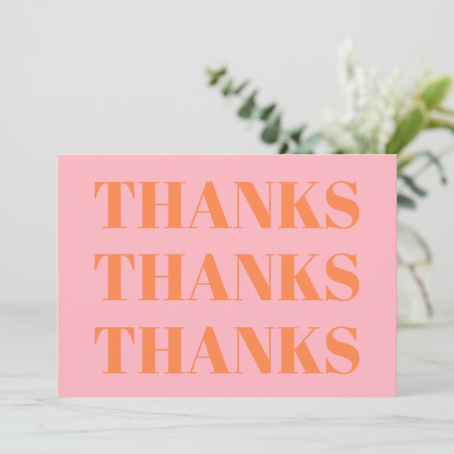 Thanks, Thank You, pastel pink girly modern card (Standing Front)
