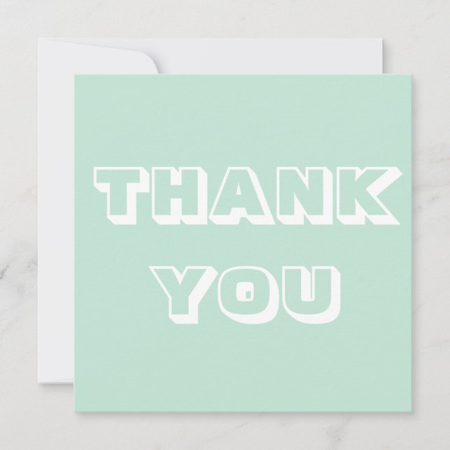 Thanks, Thank you, seafoam mint green white Card (Front)