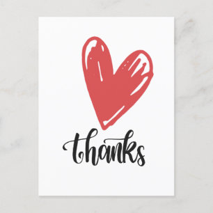 Thanks Thank you with love red heart for lover Postcard