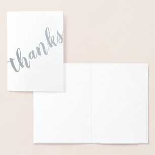 Thanks Tilted Brushstroke Modern Calligraphy Foil Card