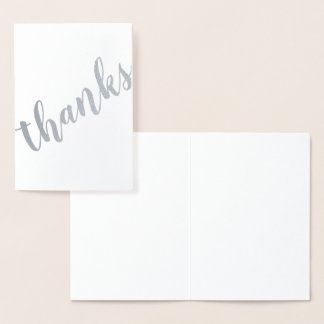 Thanks Tilted Brushstroke Modern Calligraphy Foil Card