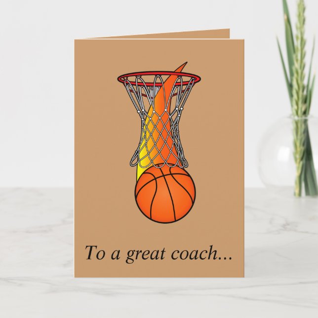 Thanks to a Basketball Coach for a Great Season Thank You Card (Front)