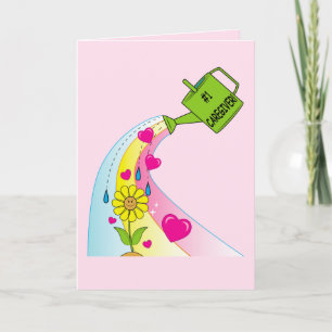 Thanks to a Caregiver Rainbow and Hearts Thank You Card