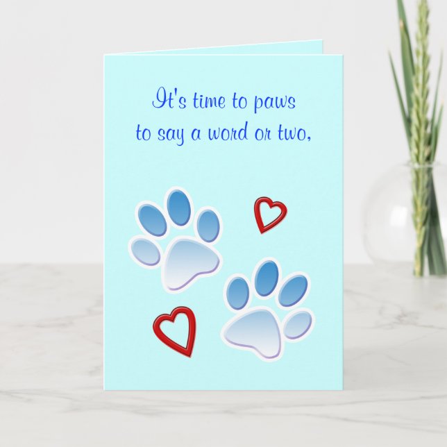 Thanks to a Dog Sitter or Walker: Customisable Thank You Card (Front)