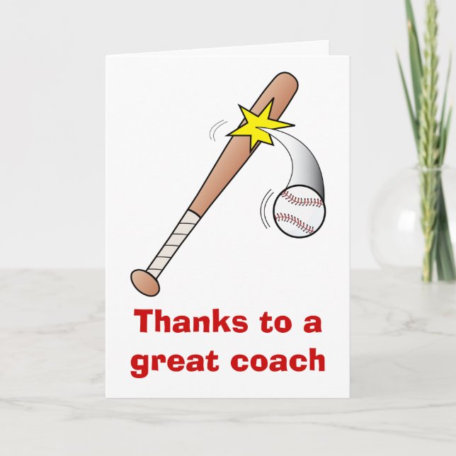 Thanks to a Great Baseball Coach Thank You Card (Front)