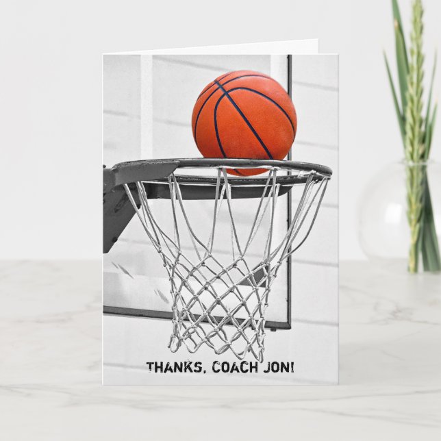 Thanks to Basketball Coach Thank You Card (Front)