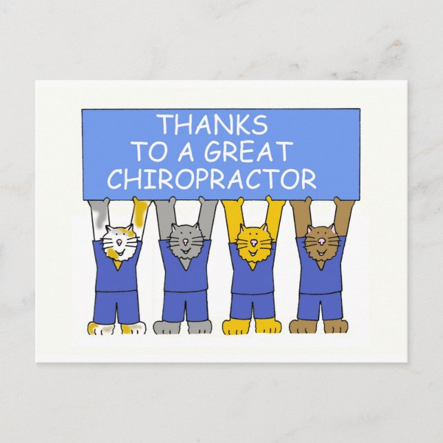 Thanks to Chiropractor Cute Cartoon Cats Postcard (Front)