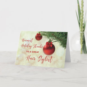 Thanks to Hair Stylist Christmas Tree Ornament Card