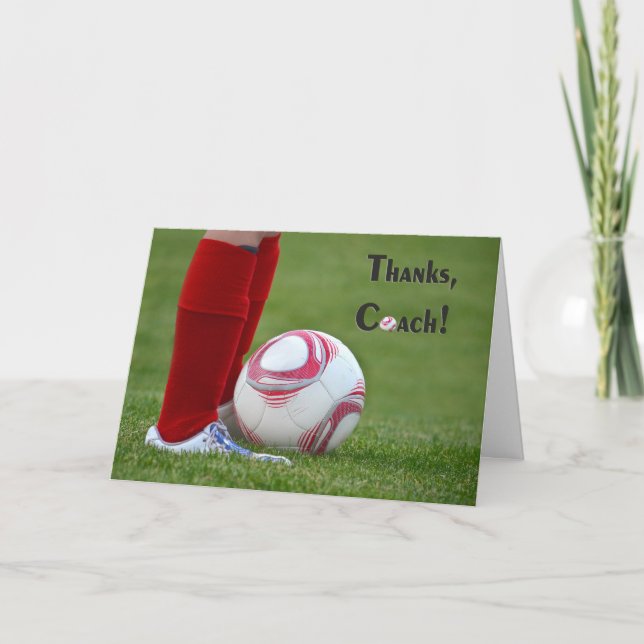 Thanks to Soccer Coach  Thank You Card (Front)