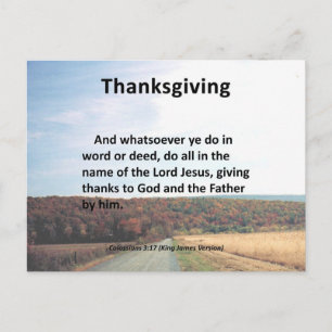 Thanks to the Father Thanksgiving Colossians 3:17 Holiday Postcard