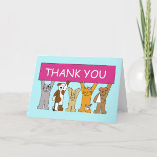 Thanks to Vet Cartoon Pets in Bandages. Thank You Card