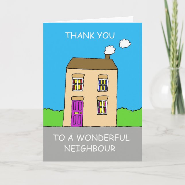 Thanks to Wonderful Neighbor UK Spelling Thank You Card (Front)