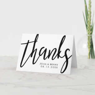 Thanks Typography   Black and White Thank You Card