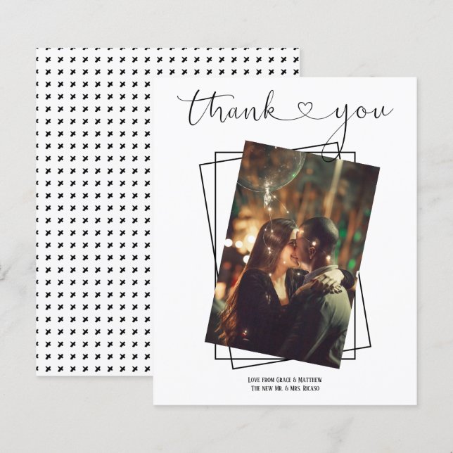 Thanks Typography Photo Personalised Wedding Card (Front/Back)
