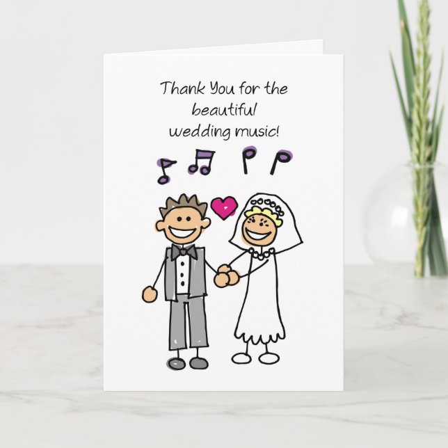 Thanks Wedding Ceremony Music Stick Figures Card (Front)