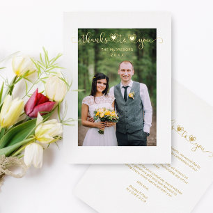 Thanks Wedding Golden Heart Whimsical Script