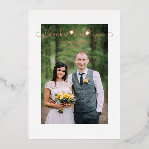 Thanks Wedding Rose Gold Heart Whimsical Script
