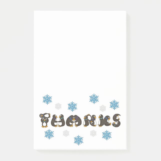 THANKS Winter Snow Penguin Thank You Post Its Post-it Notes (Front)