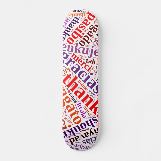 Thanks word cloud skateboard (Front)