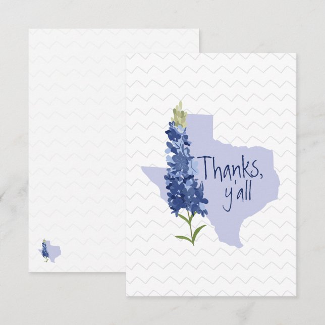 Thanks Y'all Bluebonnet Texas Thank You Card (Front/Back)