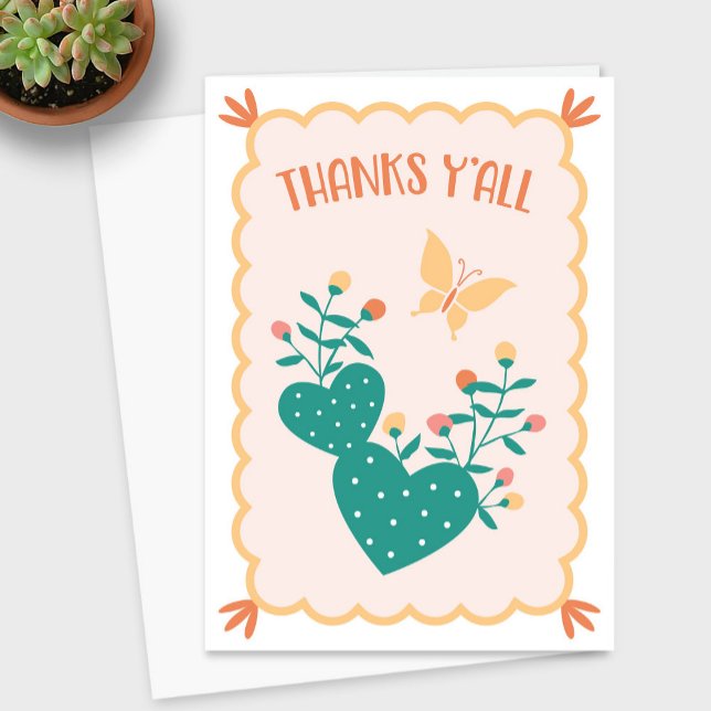 "Thanks Y'all" Cactus Thank You Card (Thanks Y'all Cactus Thank You Card)