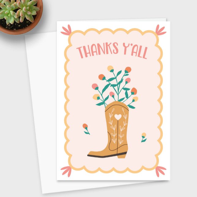"Thanks Y'all" Western Thank You Card (Thanks Y'all Western Thank You Card)