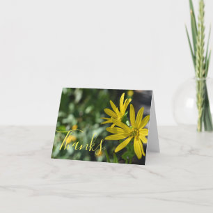 Thanks Yellow Daisy Flower Floral Thank You Note Card