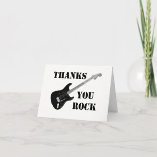 Thanks You Rock Black&whiteThank You Note card