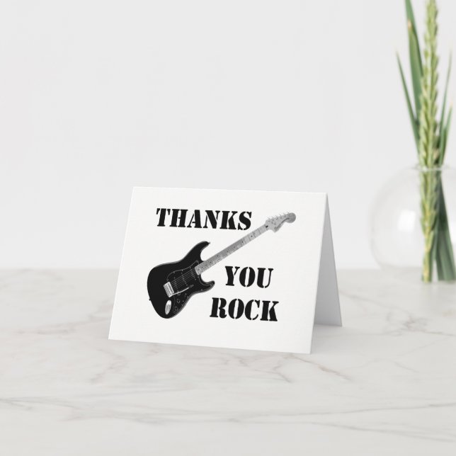 Thanks You Rock Black&whiteThank You Note card (Front)