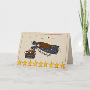 Thanks You're an Angel, Folk Art Thank You Card