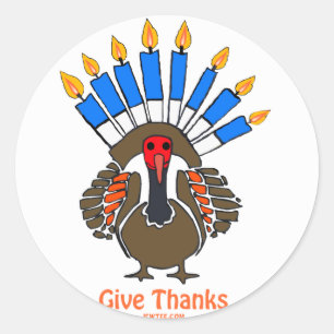 Thanksanukkah Thanksgivukkah  turkey menorah gift Classic Round Sticker