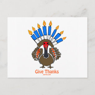 Thanksanukkah Thanksgivukkah turkey menorah gift Postcard