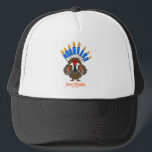 Thanksanukkah Thanksgivukkah  turkey menorah gift Trucker Hat<br><div class="desc">THIS TURKEY MENORAH IS A UNIQUE DESIGN ON A VARIETY OF CHANUKAH HANUKKAH GIFTS FOR THANKSGIVUKKAH 2013.  WEAR A THANKSANUKKAH SHIRT AND GIVE THE HOSTESS A SPECIAL APRON TO SHOW OFF HER AMERICAN JEWISH PRIDE.</div>