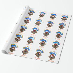 Thanksanukkah Thanksgivukkah turkey menorah gift Wrapping Paper