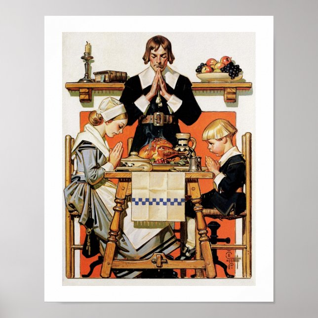 "Thanksgiving 1648". Vintage Art Poster (Front)