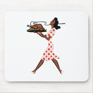thanksgiving 1950s black housewife mouse mat