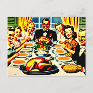 Thanksgiving 1950s Style Holiday Postcard