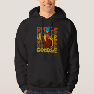 Thanksgiving 2022 Pilgrim Gobble Dabbing Turkey Au Hoodie