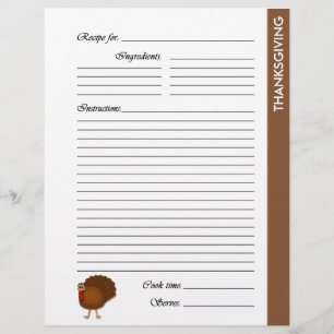 THANKSGIVING 2-sided Recipe Pages