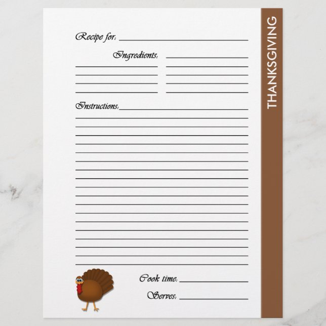 THANKSGIVING 2-sided Recipe Pages (Front)