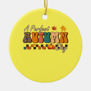 Thanksgiving A Perfect Autumn Day Retro Vintage Ceramic Tree Decoration