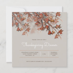 Thanksgiving Abstract Watercolor Fall Foliage Invitation