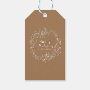 Thanksgiving Acorn Wreath Hand Drawn Illustration Gift Tags