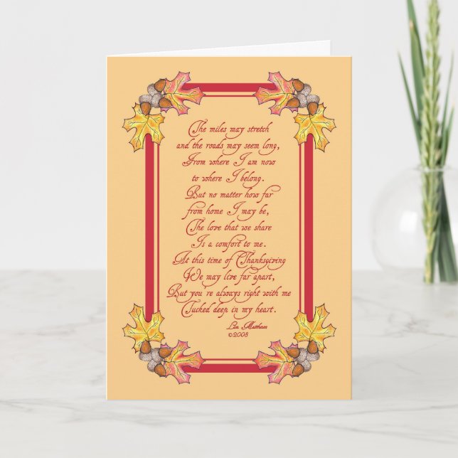 Thanksgiving acorns and leaves holiday card (Front)