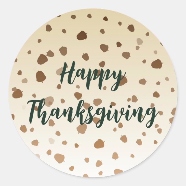Thanksgiving Acorns Classic Round Sticker (Front)