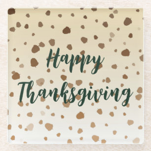 Thanksgiving Acorns Glass Coaster