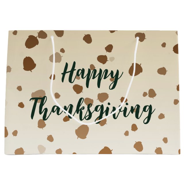 Thanksgiving Acorns Large Gift Bag (Front)