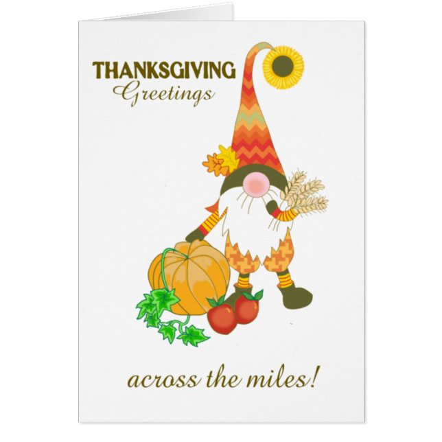 Thanksgiving Across the Miles Cute Gnome Pumpkin (Front)