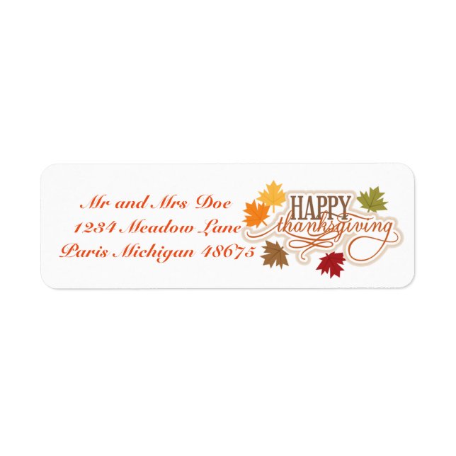 Thanksgiving Address Labels/Happy Thanksgiving (Front)